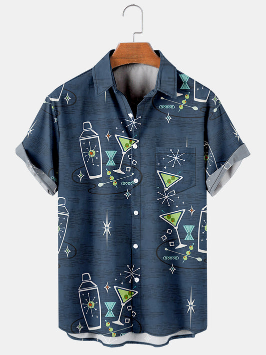 Cocktail Martini Shaker Graphic Tipsy Spirit Vintage Geometric Shirt