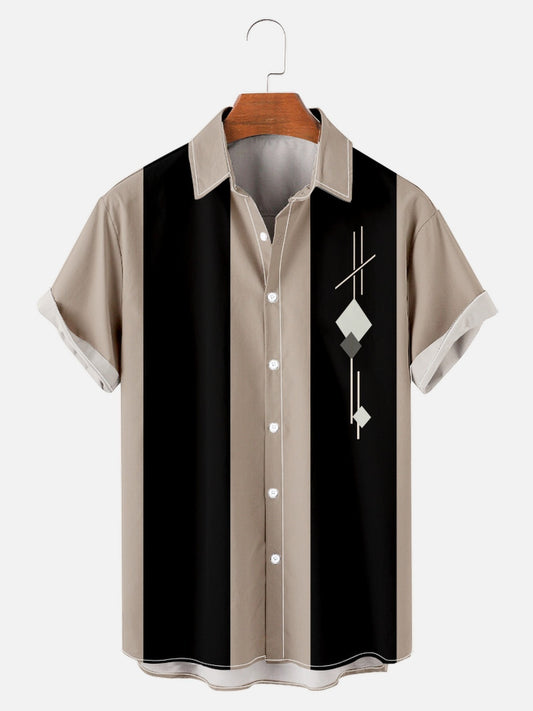 Men's 50's Quick Dry Camp Shirt Geometric Print Bowling Outer Shirt