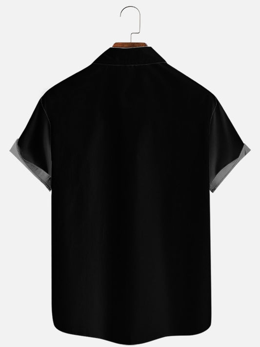 Hawaiian Black Retro Men's Casual Short Sleeved Shirt