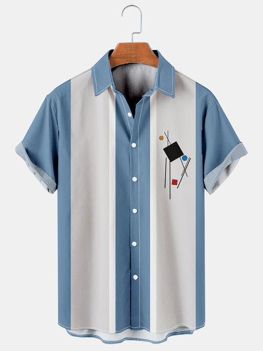 Recreational Art Collection Geometric Striped Element Pattern Hawaiian Print Shirt Top