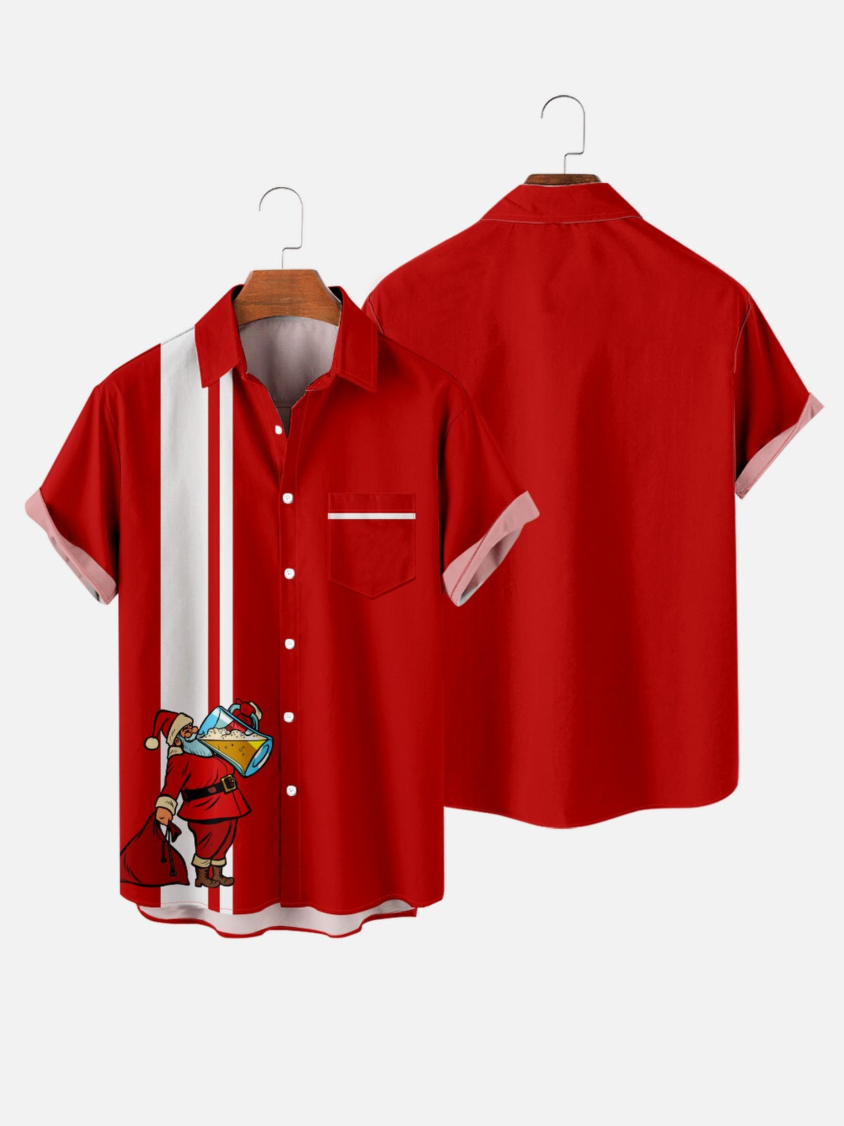 Santa drinking beer print shirt