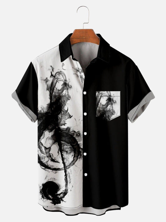 Men's Vintage Music Print Hawaiian Shirt