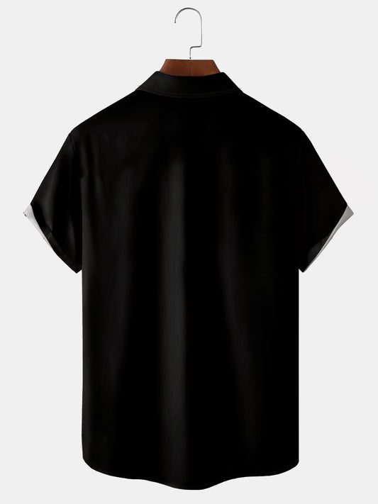 Resort Style Hawaiian Series Coconut Tree Element Lapel Short-Sleeved Printed Shirt Top