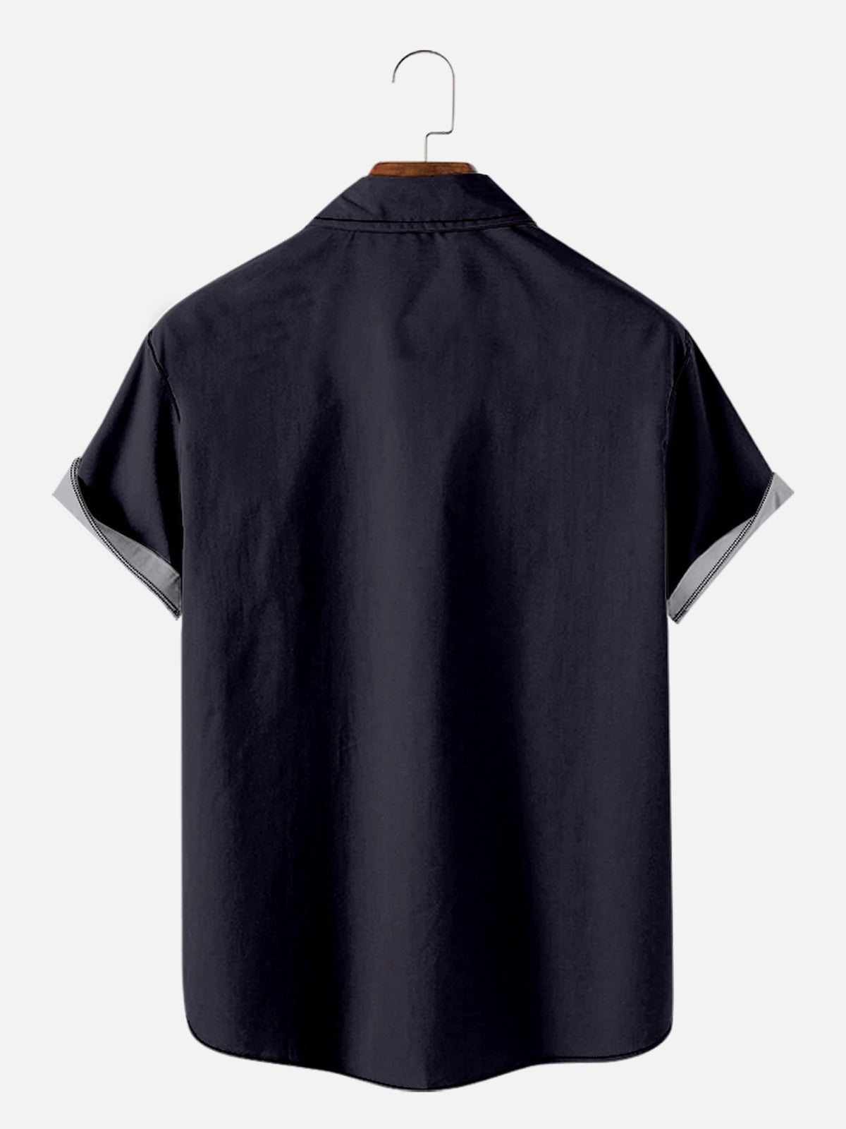 Vintage Cuban Style Navy Bowling Shirt