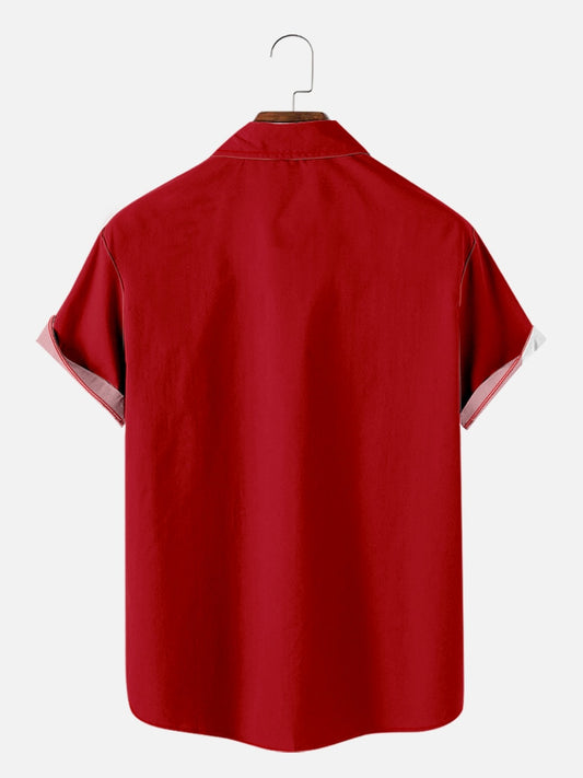 Vacation Leisure Geometric Color Matching Pattern Hawaiian Style Printed Shirt Top