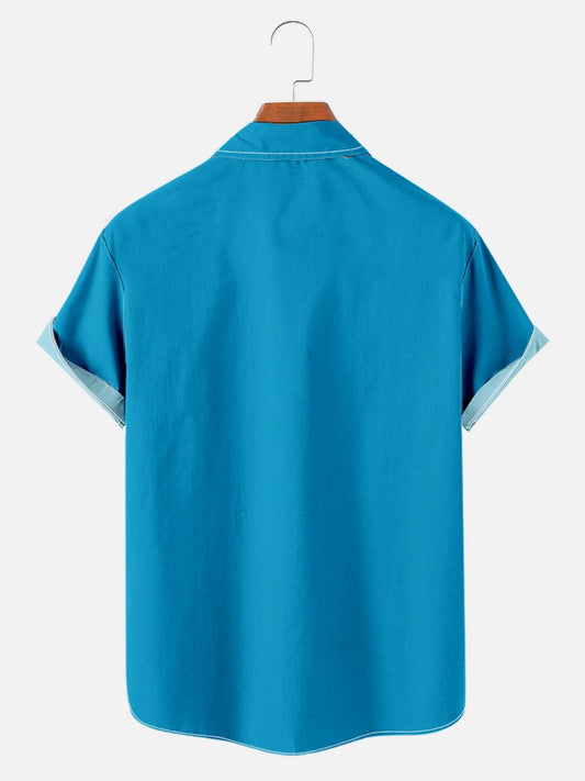 Men's 1950 Vintage Basic Blow Shirt Casual Easy Care Short Sleeve Shirt