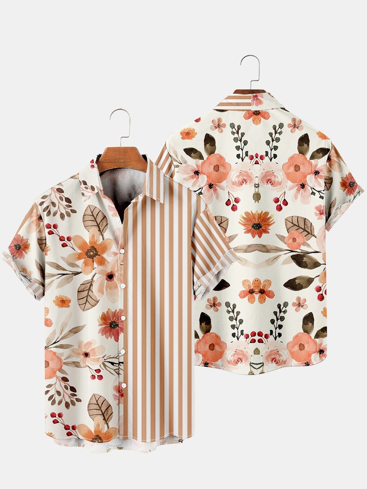 Men's Casual Floral Print Short Sleeve Shirt