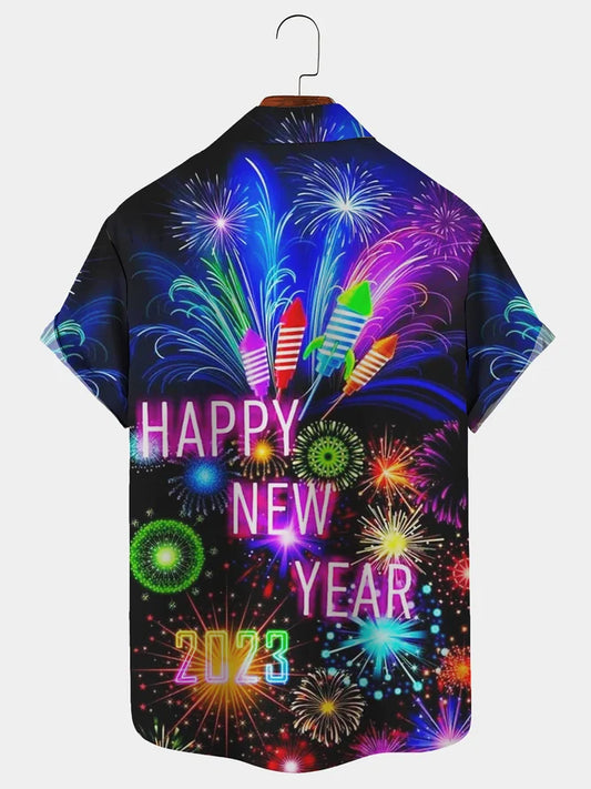 Happy New Year 2023 Men's Hawaiian Short Sleeve Shirt