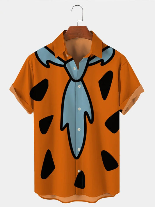 Men's Nostalgic Movie Fun Print Short-sleeved Shirt