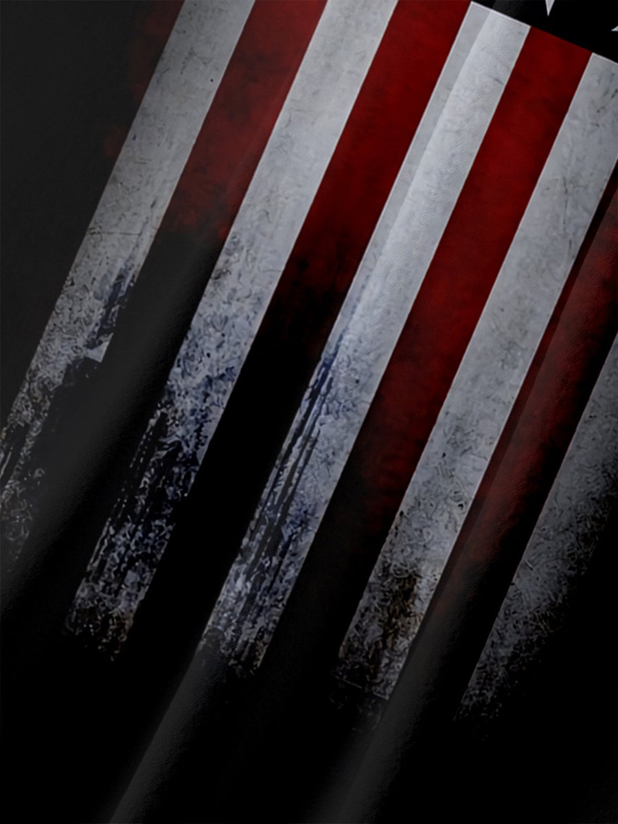 Mens Independence Day Print Casual Breathable Short Sleeve Shirt