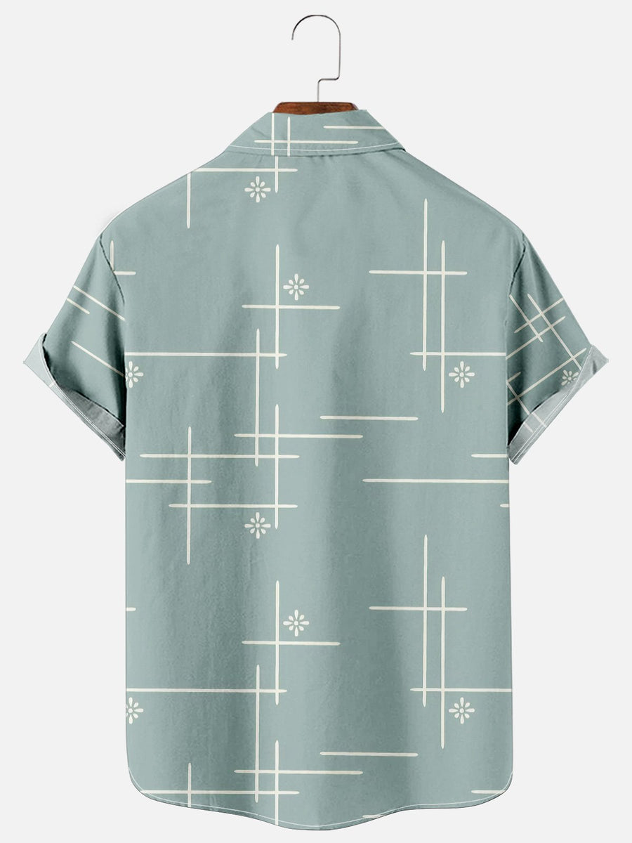 Casual Line Drawing Short-Sleeved Shirt