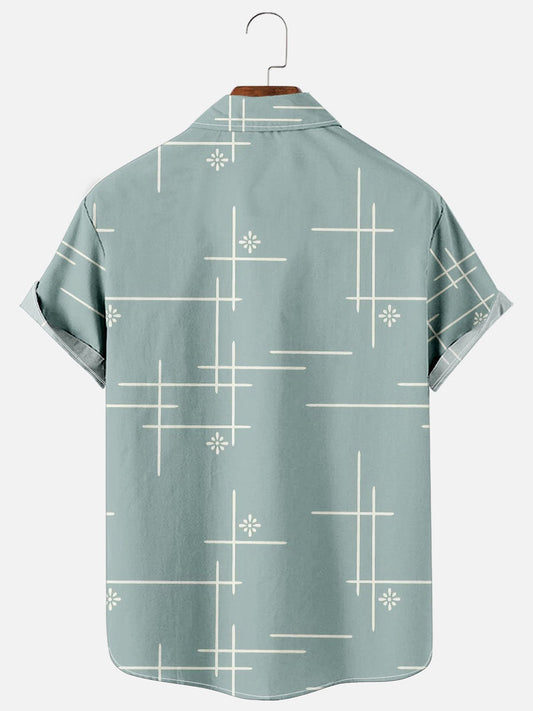 Casual Line Drawing Short-Sleeved Shirt