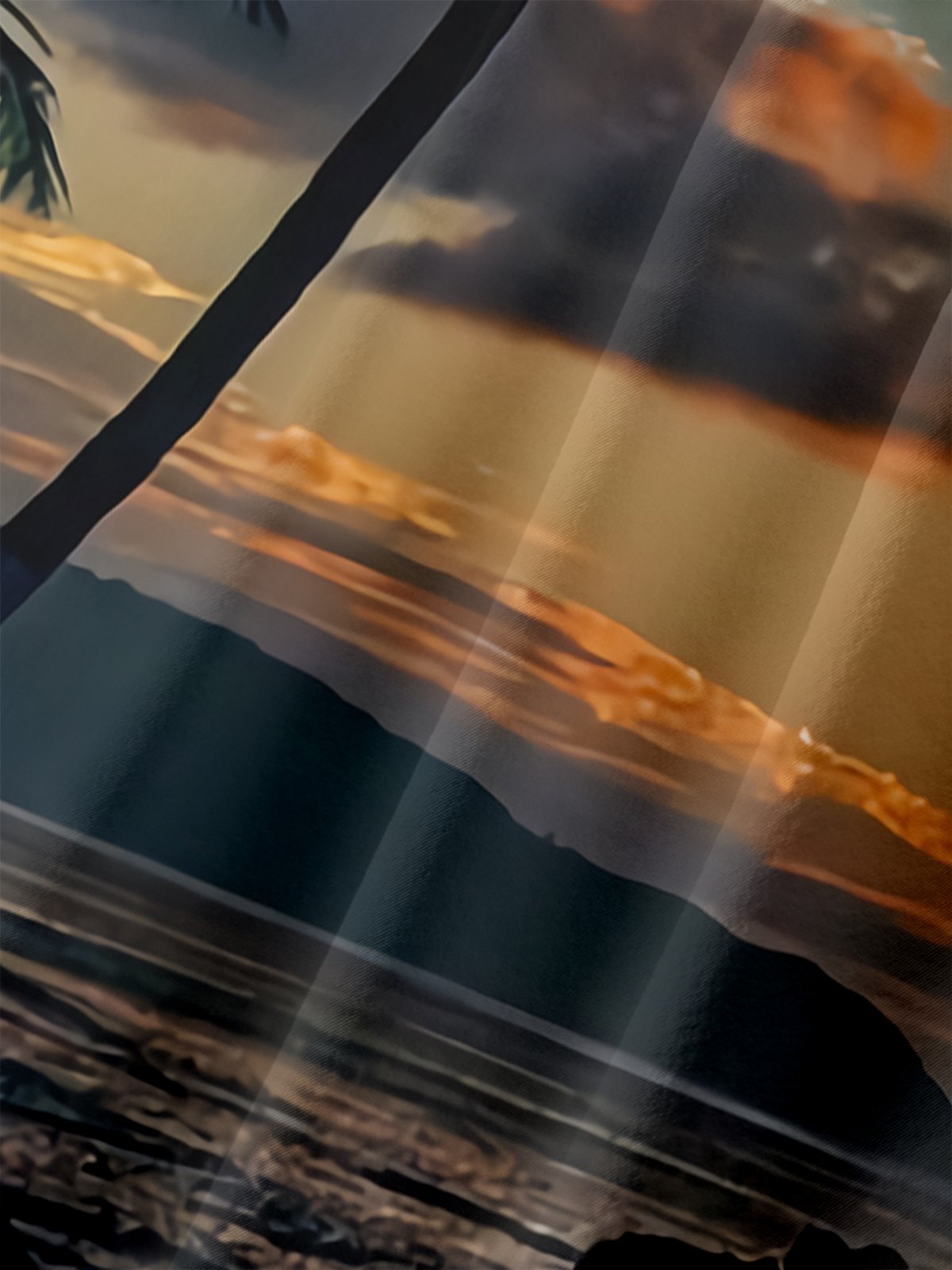 Mens Oahu Waikiki Beach Sunset Landscape Print Short Sleeve Hawaiian Shirt