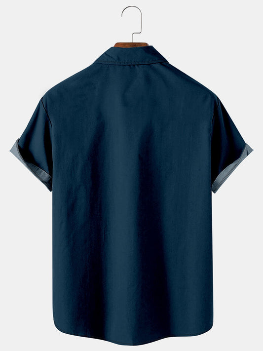 Simple guitar stitching casual shirt bowling shirts