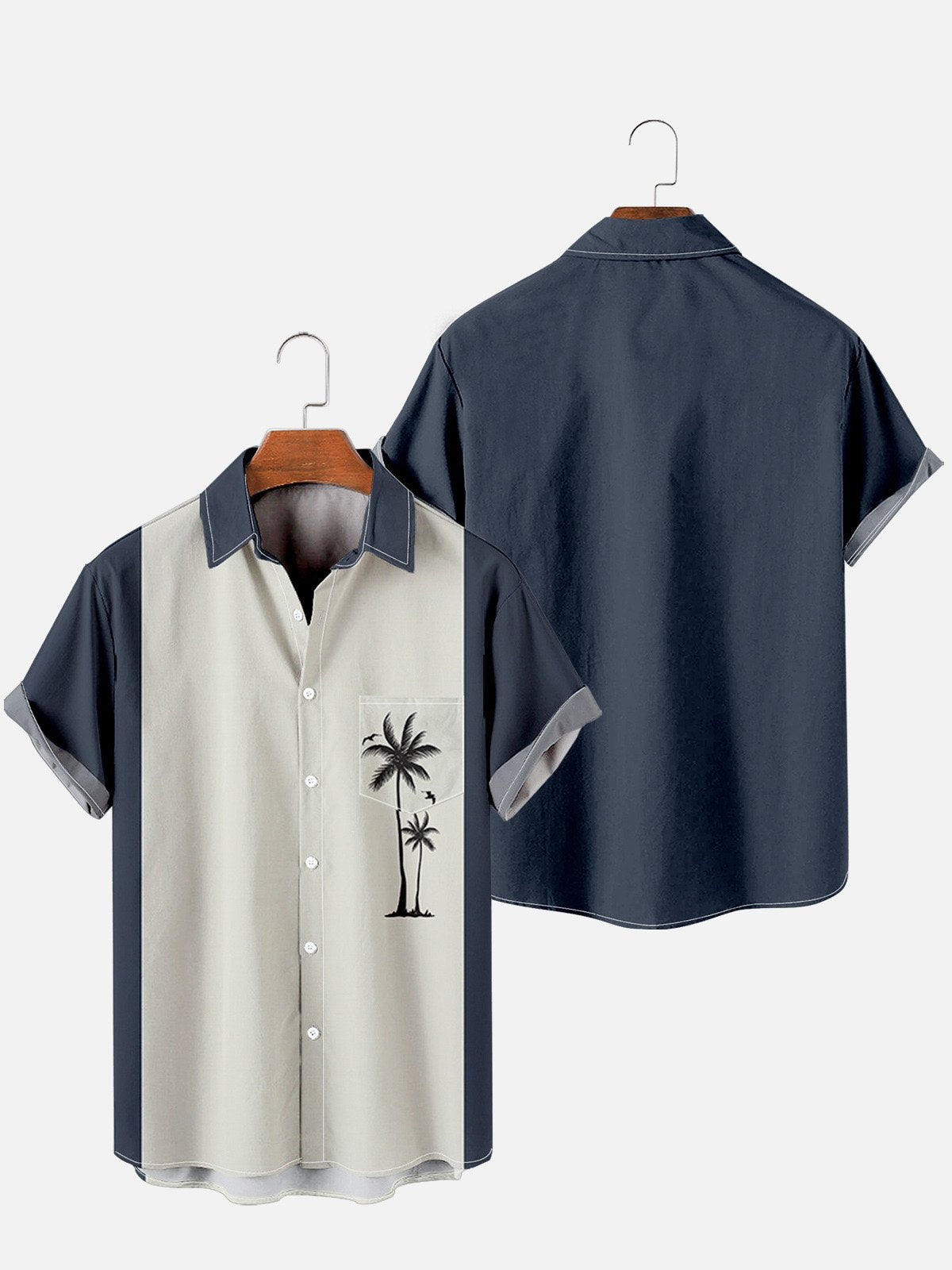 Men's Casual Simple Hawaiian Geometric Juice Print Shirt With Pockets