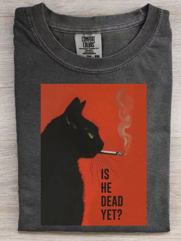 Black Cat Smoking Fun Print Unisex T-Shirt
