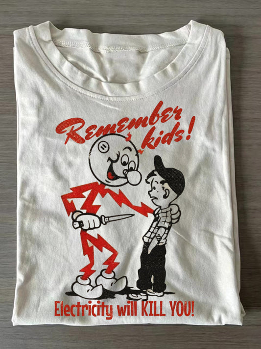 Vintage Electricity Will Kill You Print T-Shirt