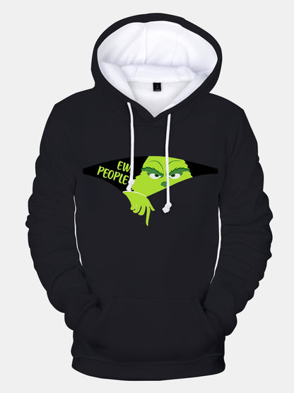 Men's Christmas EW People Printed Long Sleeve Pullover Hoodie