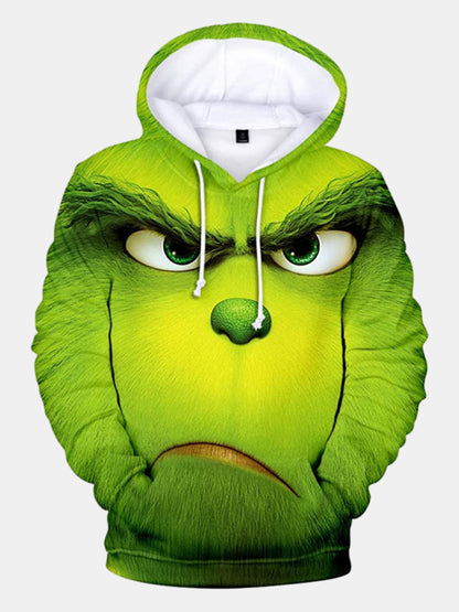 Grinch Christmas 3D Long Sleeve Pullover Hoodie