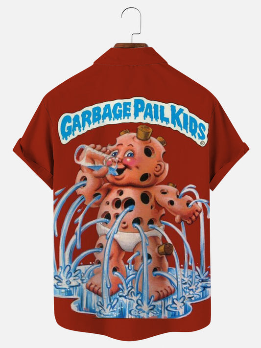 Men's Vintage Childhood Card Toys Printed Hawaiian Short Sleeve Shirt