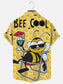Bee Cool Retro Print Hawaiian Short Sleeve Shirt