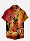 Men's Vintage Medieval Cool Cats Club Printed Hawaiian Short Sleeve Shirt