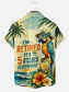 Men's Im Retired Its 5 Oclock Everywhere Parrot Print Hawaiian Short Sleeve Pocket Shirt