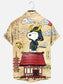 Men's Japanese Beagle Art Print Hawaiian Short Sleeve Shirt