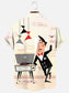 Men's Vintage Medieval Cocktail Pattern Print Hawaiian Short Sleeve Shirt