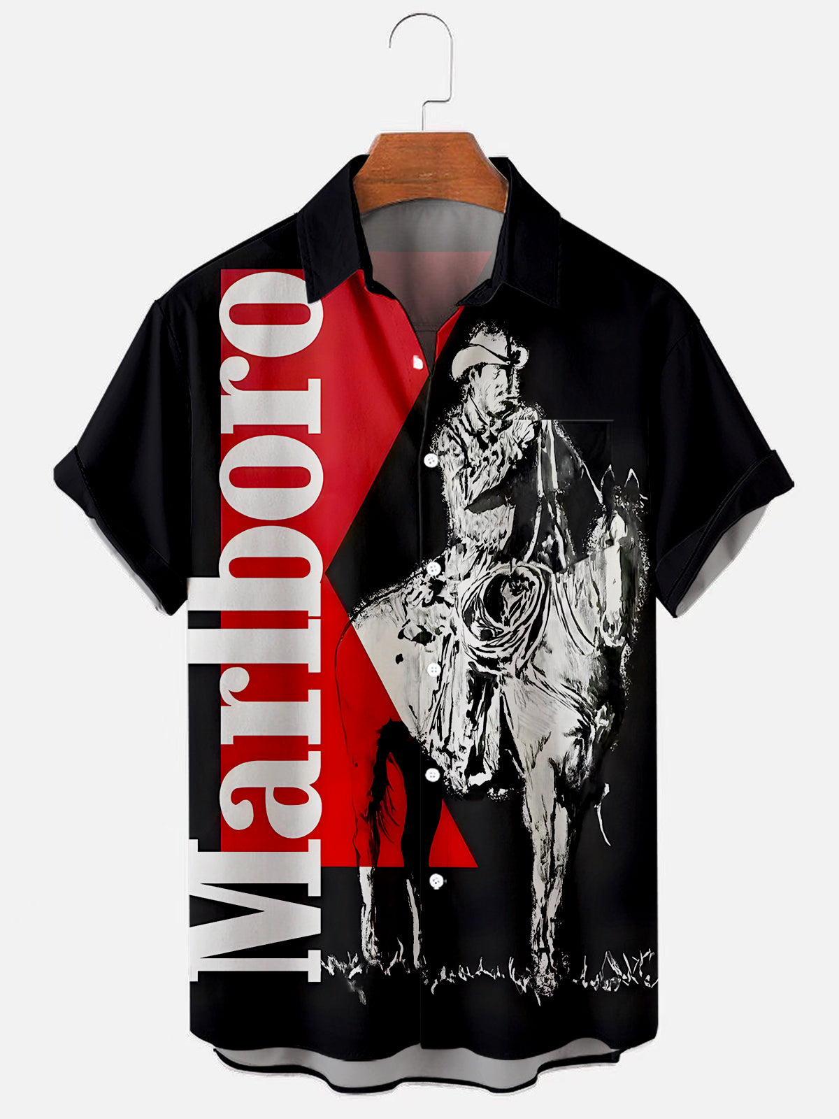 Men's Vintage Cowboy Classic Print Hawaii Short Sleeve Shirt