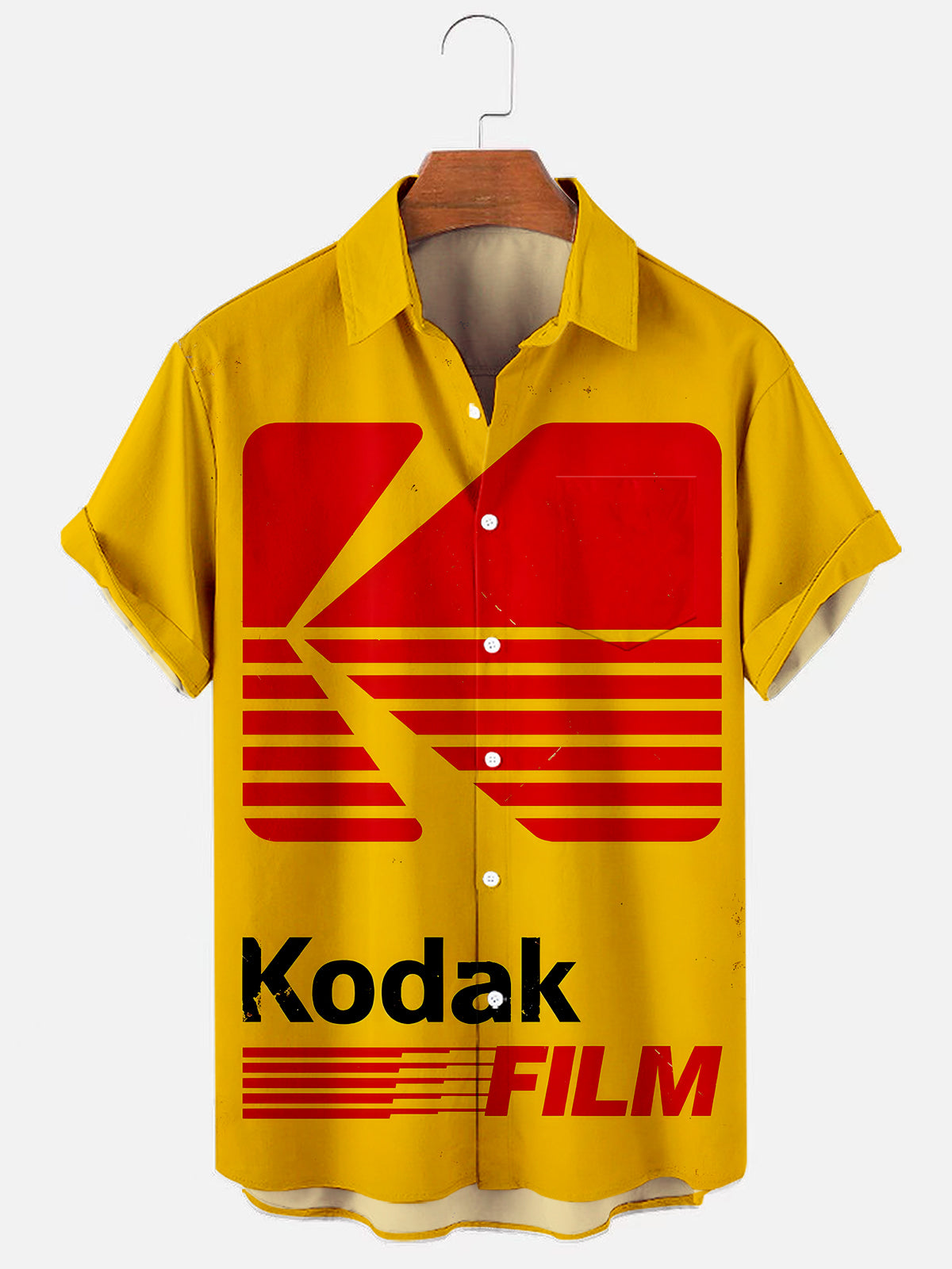Men's Vintage Logo Print Casual Short Sleeve Pocket Shirt