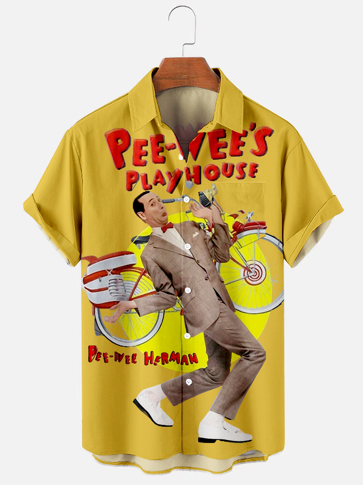 Men's Vintage Movie Poster Print Hawaiian Pocket Shirt