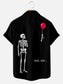 Men's Fun Skull and Red Balloon Art Print Pocket Shirt
