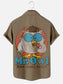 Men's Vintage Mr. Owl Cartoon Print Casual Short-Sleeve Shirt