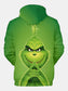 Grinch Christmas Print Long Sleeve Pullover Hoodie