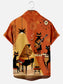 The Cool Cats Vintage Jazz Print Orange Hawaiian Shirt