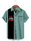 Mens Retro Racing Cars Lapel Loose Chest Pocket Short Sleeve Funky Hawaiian Shirts