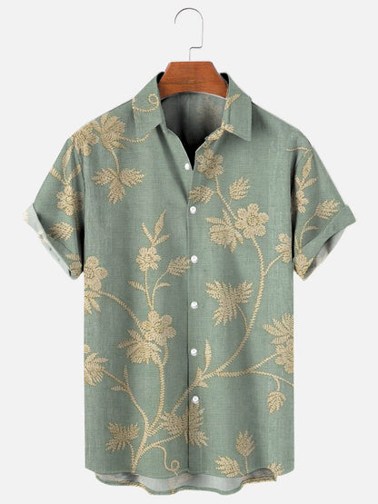 Men's Floral Print Hawaiian Casual Breathable Short Sleeve Shirt