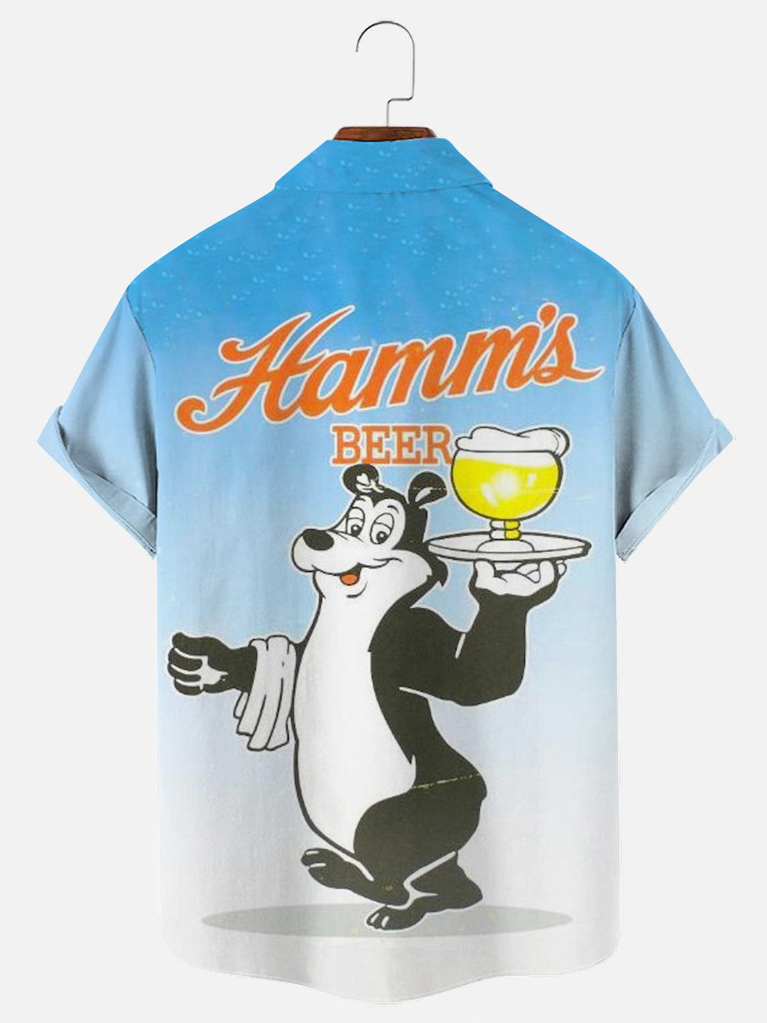 Men's Vintage Beer Bear Print Hawaii Short Sleeve Shirt