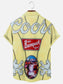 Men's Vintage Beer Logo Stained Glass Print Hawaiian Short Sleeve Shirt