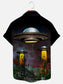 Men's Alien Spaceship Print Vintage Hawaiian Short Sleeve Shirt