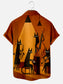 Men's Vintage Jazz Cat Medieval Print Short Sleeve Hawaiian Pocket Shirt