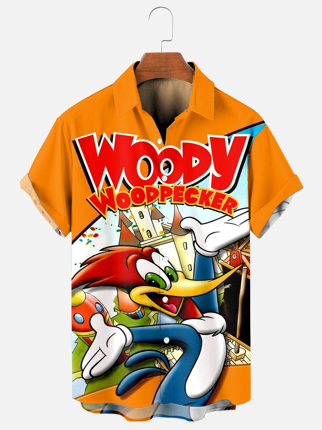 Men's Retro Cartoon Poster Print Hawaiian Short Sleeve Shirt