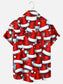 Men's Christmas Hat Print Holiday Short Sleeve Shirt
