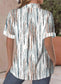 Women's Multicolored Striped Print Casual Short Sleeve Blouses