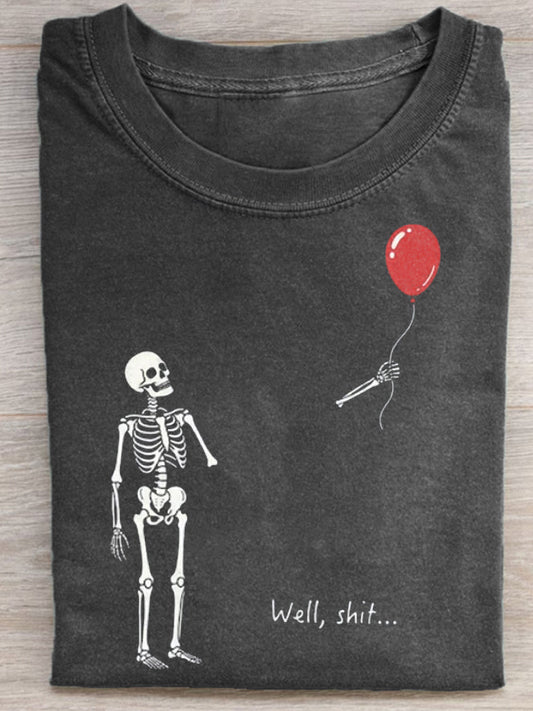 Skeleton Lost Balloon Fun Print Unisex T-Shirt