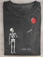 Skeleton Lost Balloon Fun Print Unisex T-Shirt