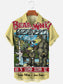 Men's Vintage Beer Bear Print Hawaiian Short Sleeve Shirt