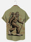 Men's Hiking Bigfoot Outdoor Adventure Graphic Print Hawaiian Short Sleeve Shirt