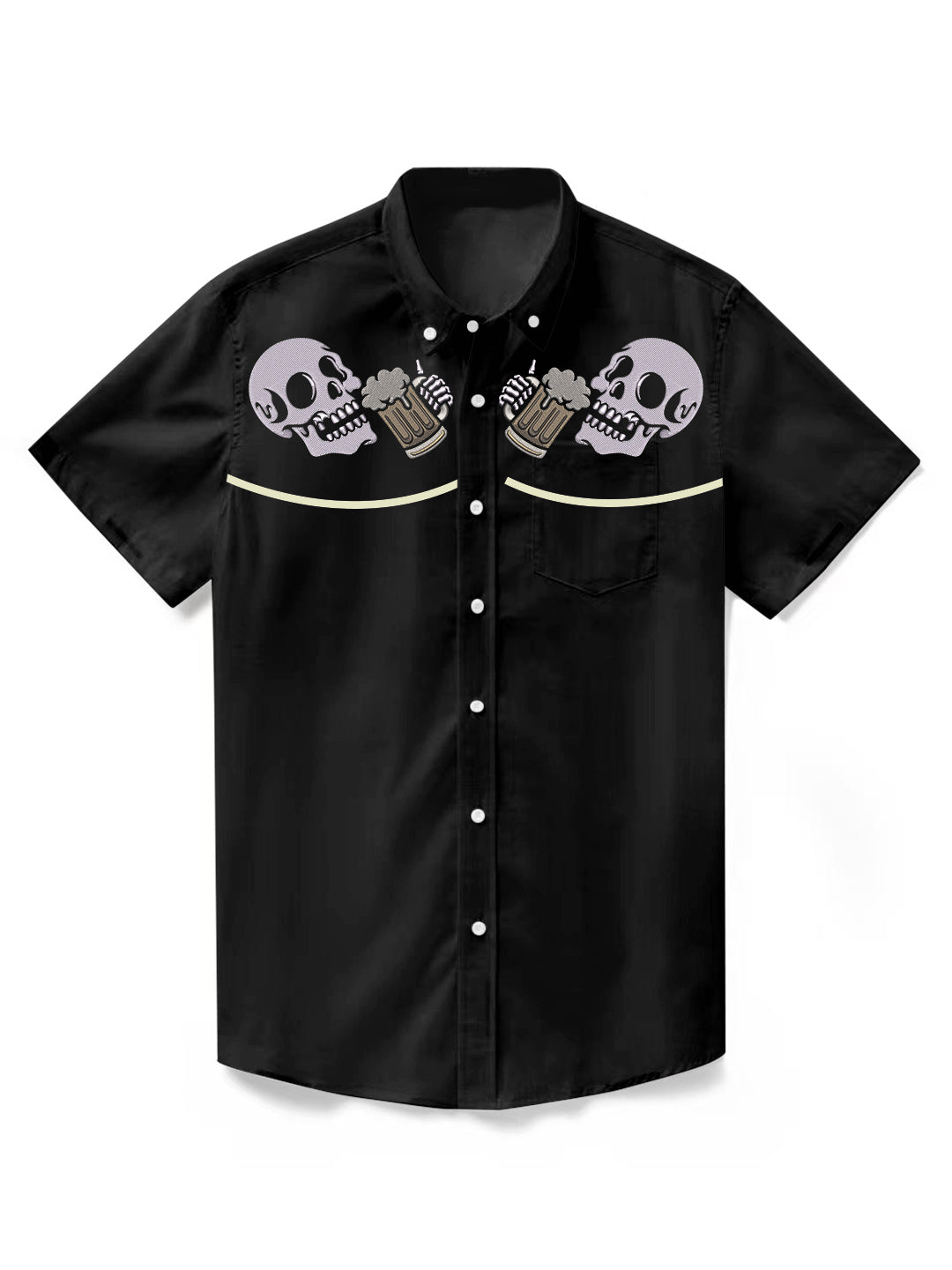 Skull And Beer - 100% Cotton Shirt